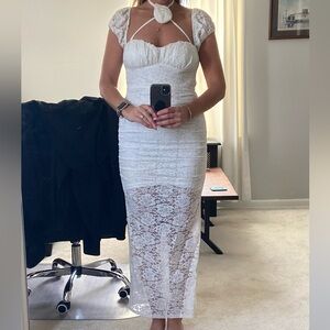 Windsor White Ruched Maxi Dress